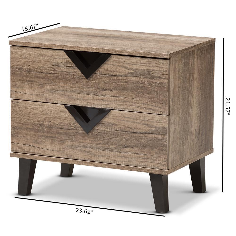 Swanson Modern and Contemporary Light Brown Wood 2-Drawer Nightstand FredCo