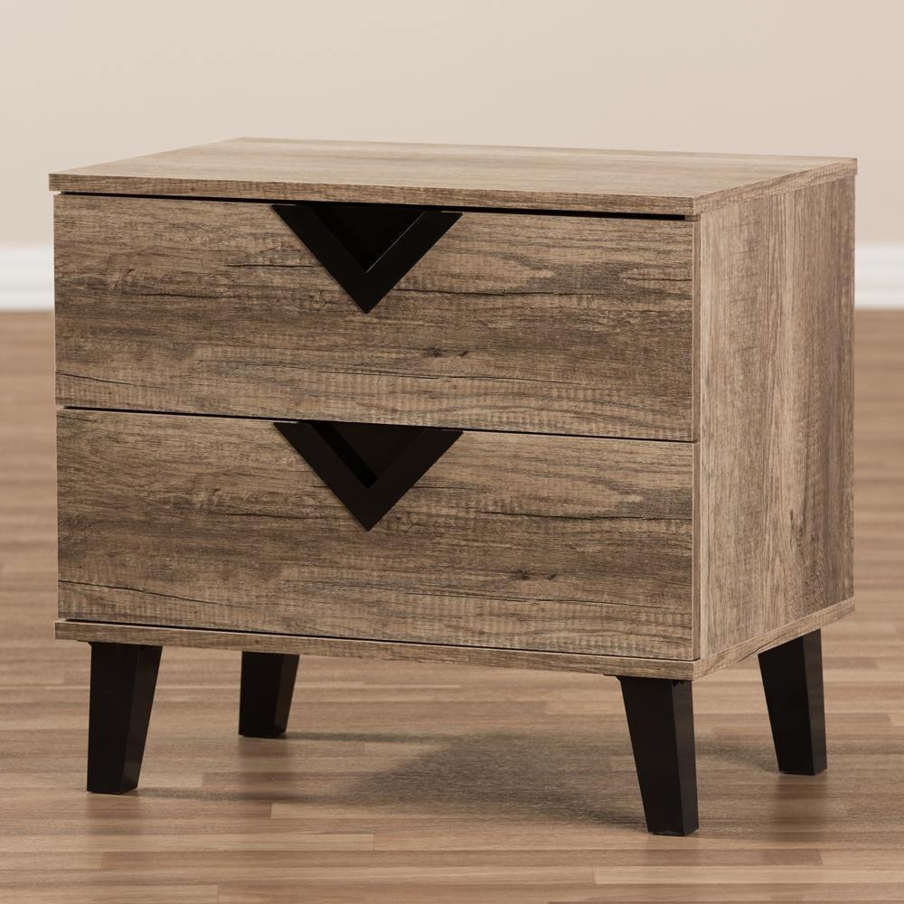 Swanson Modern and Contemporary Light Brown Wood 2-Drawer Nightstand FredCo