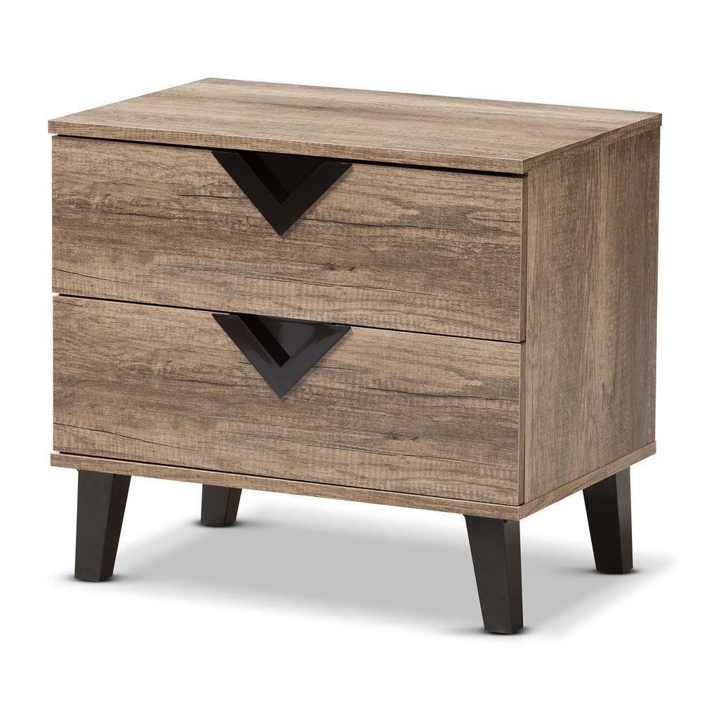 Swanson Modern and Contemporary Light Brown Wood 2-Drawer Nightstand FredCo