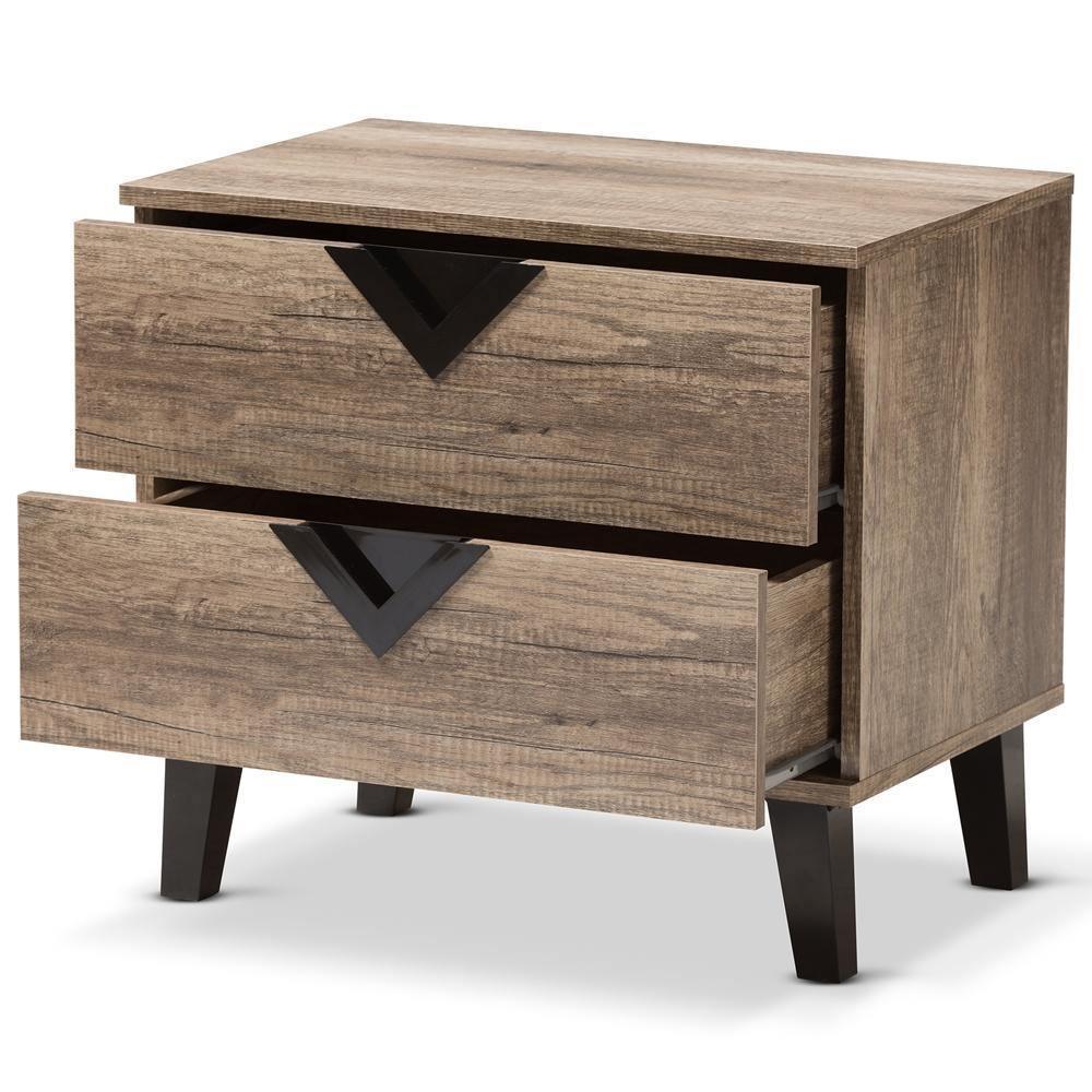 Swanson Modern and Contemporary Light Brown Wood 2-Drawer Nightstand FredCo