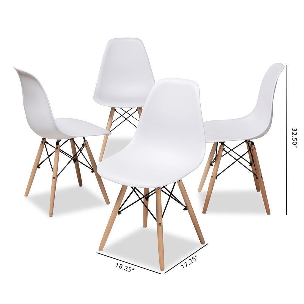Sydnea Mid-Century Modern White Acrylic Brown Wood Finished Dining Chair (Set of 4) FredCo