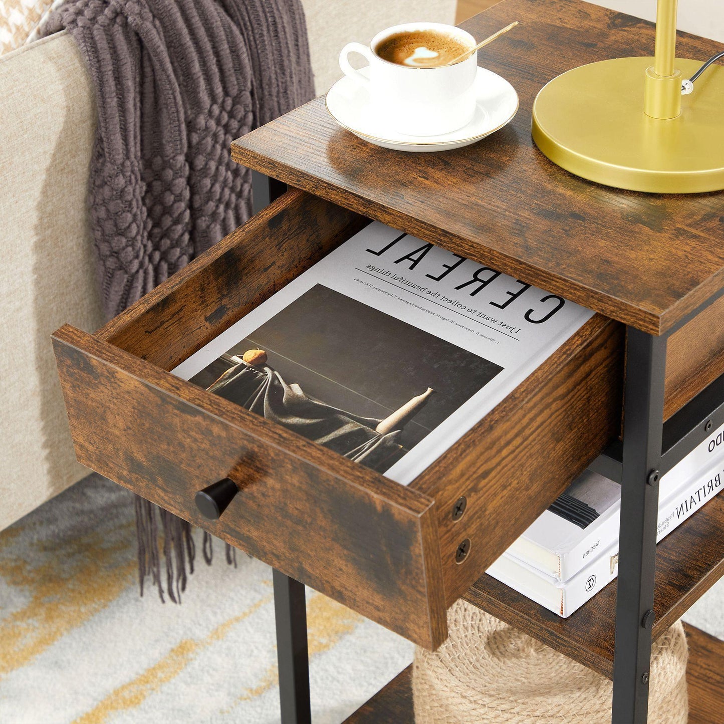 Tall Nightstand with Drawer and Shelves FredCo