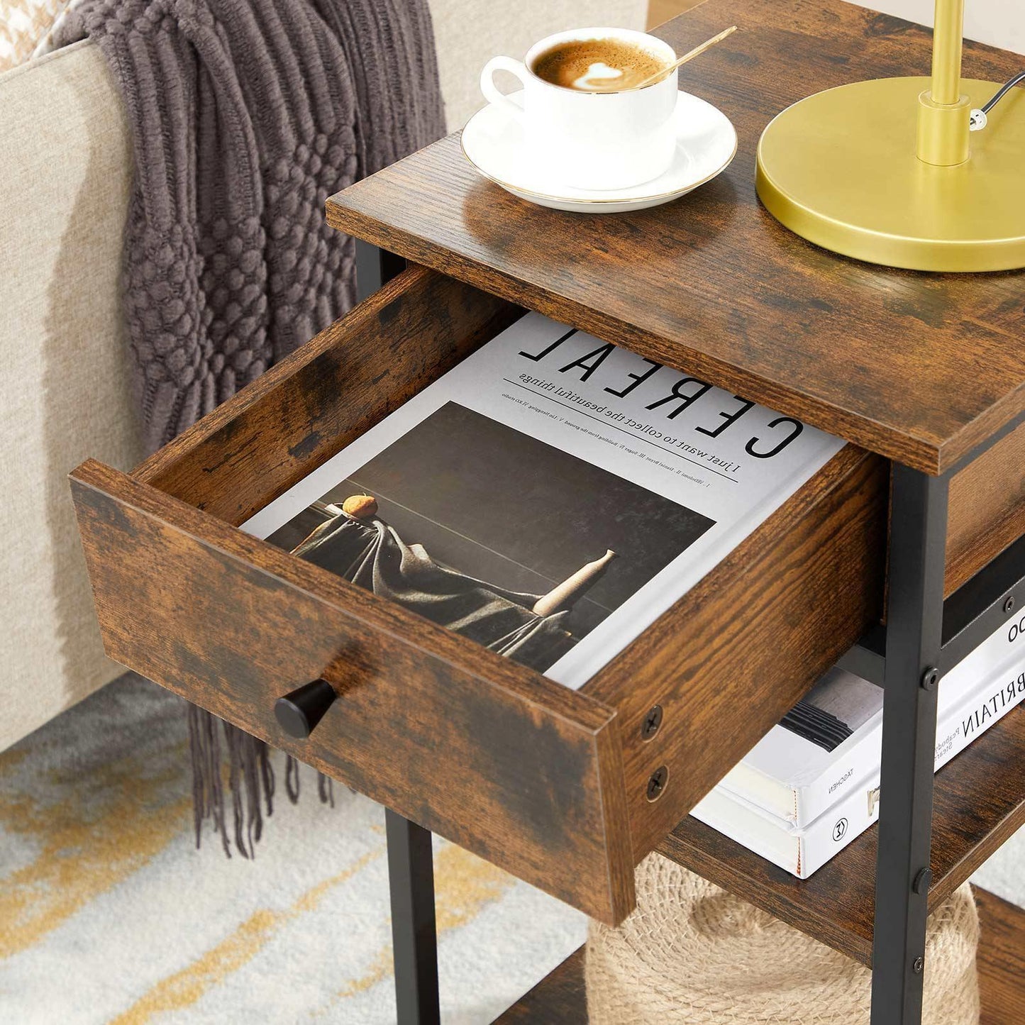 Tall Nightstand with Drawer and Shelves FredCo