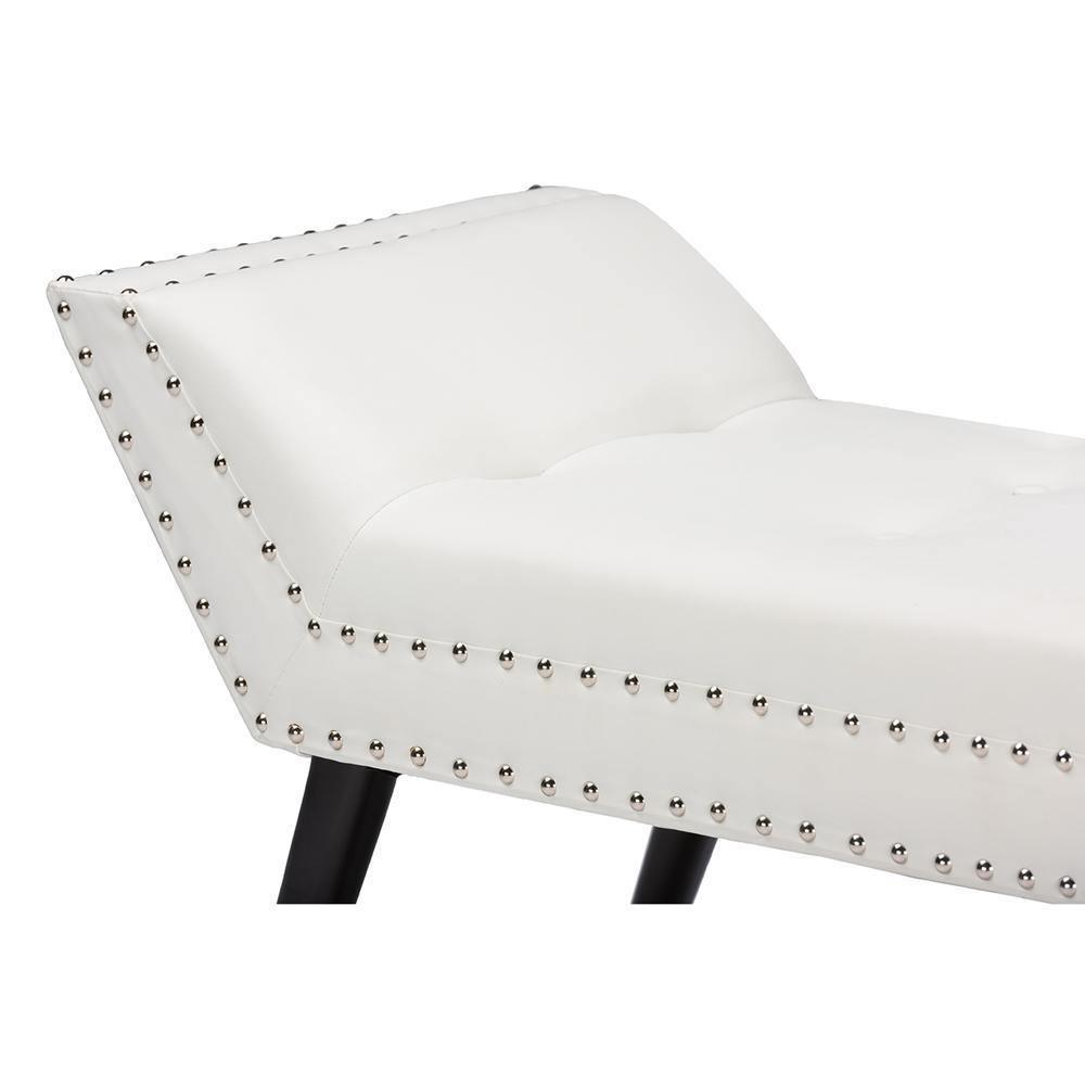 Tamblin Modern and Contemporary White Faux Leather Upholstered Large Ottoman Seating Bench FredCo