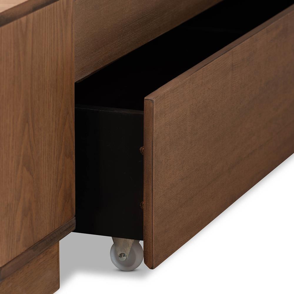 Tamsin Modern Transitional Ash Walnut Brown Finished Wood King Size 4-Drawer Platform Storage Bed with Built-In Shelves FredCo