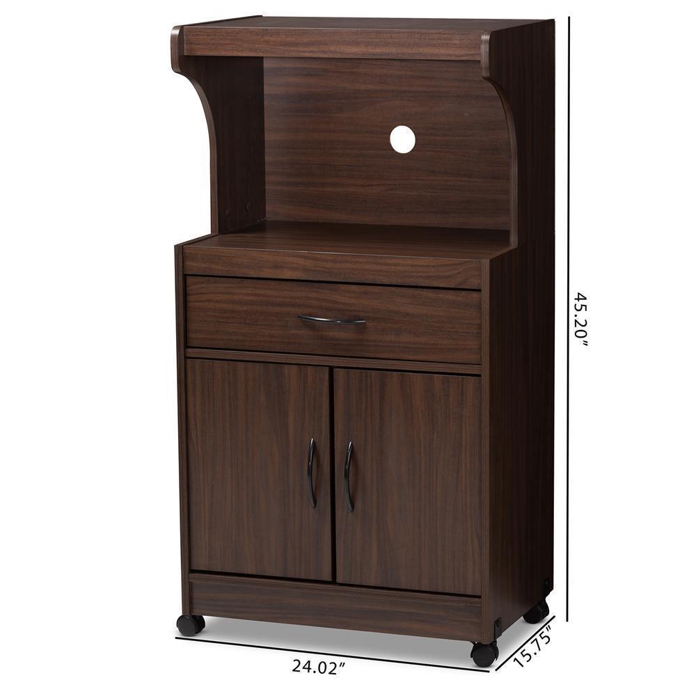 Tannis Modern and Contemporary Dark Walnut Finished Kitchen Cabinet FredCo