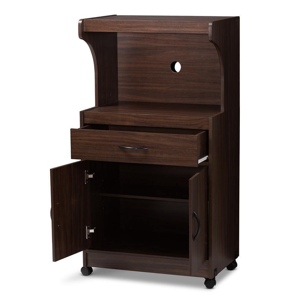 Tannis Modern and Contemporary Dark Walnut Finished Kitchen Cabinet FredCo