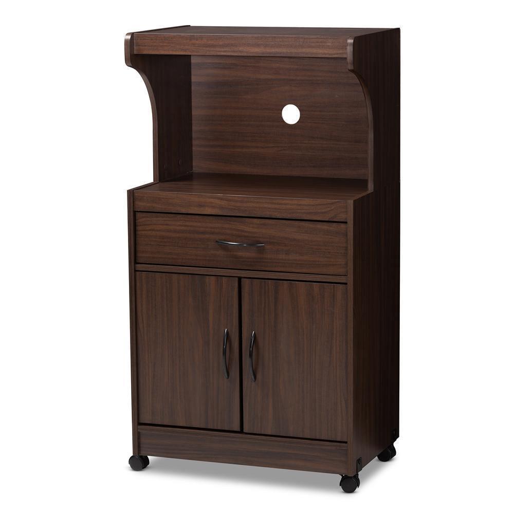 Tannis Modern and Contemporary Dark Walnut Finished Kitchen Cabinet FredCo