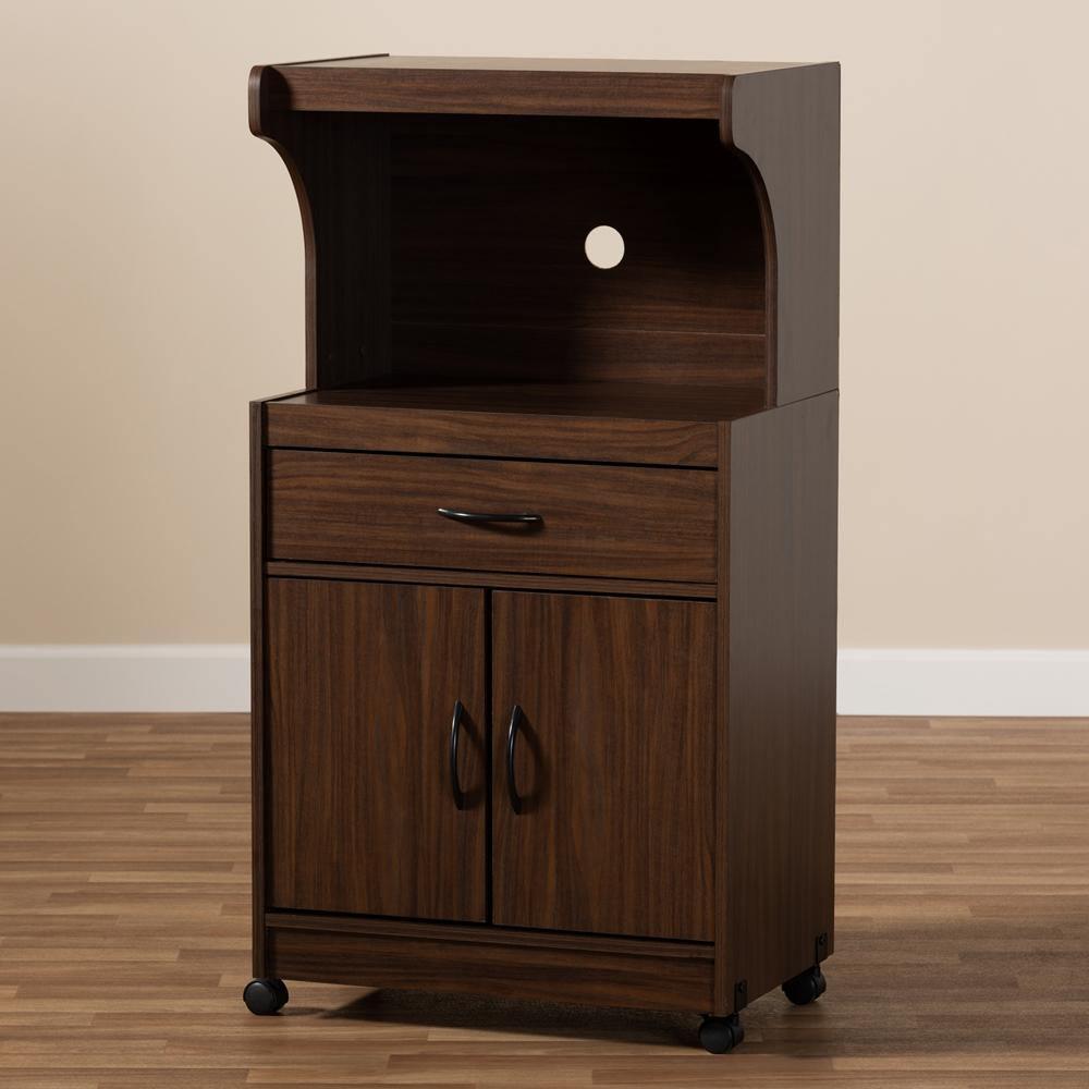 Tannis Modern and Contemporary Dark Walnut Finished Kitchen Cabinet FredCo