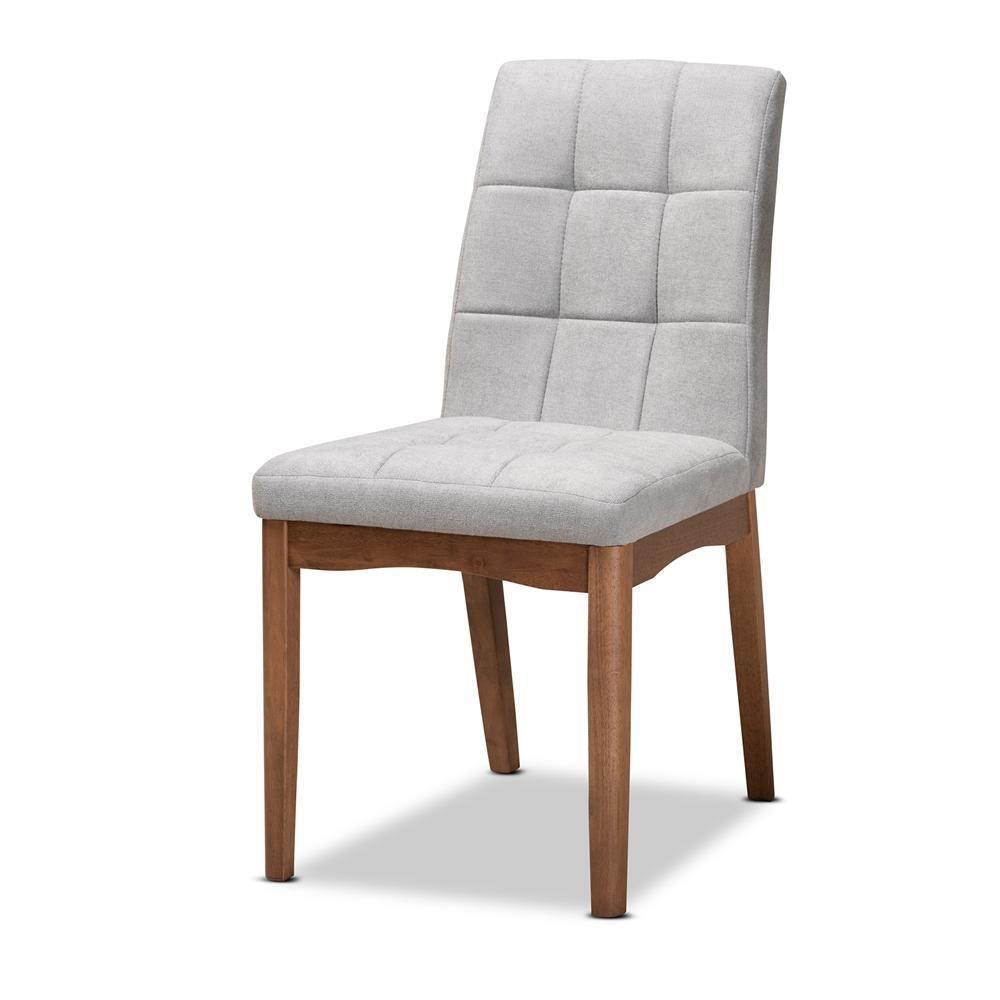 Tara Mid-Century Modern Light Grey Fabric Upholstered and Walnut Brown Finished Wood 7-Piece Dining Set FredCo