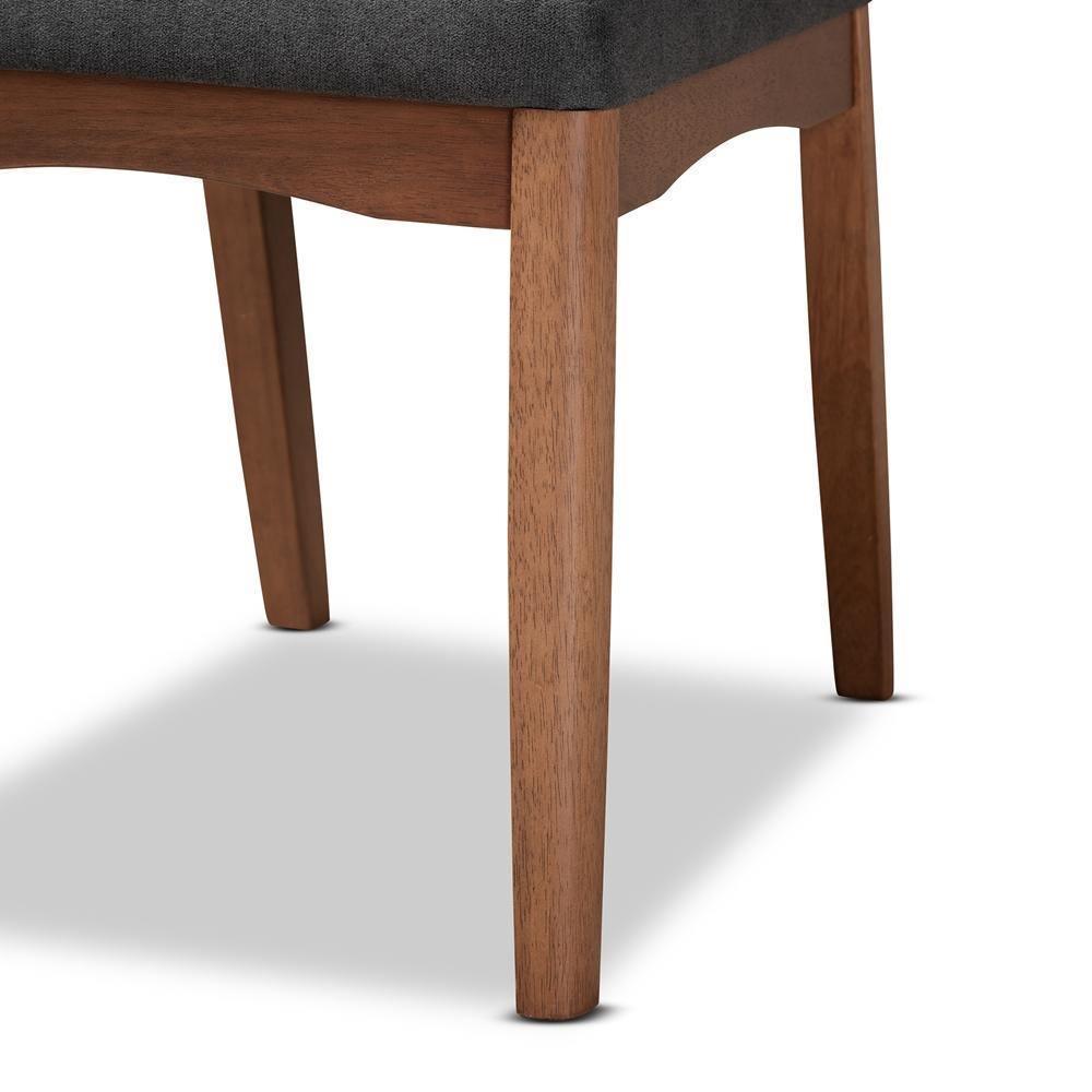 Tara Mid-Century Modern Transitional Dark Grey Fabric Upholstered and Walnut Brown Finished Wood 2-Piece Dining Chair Set FredCo