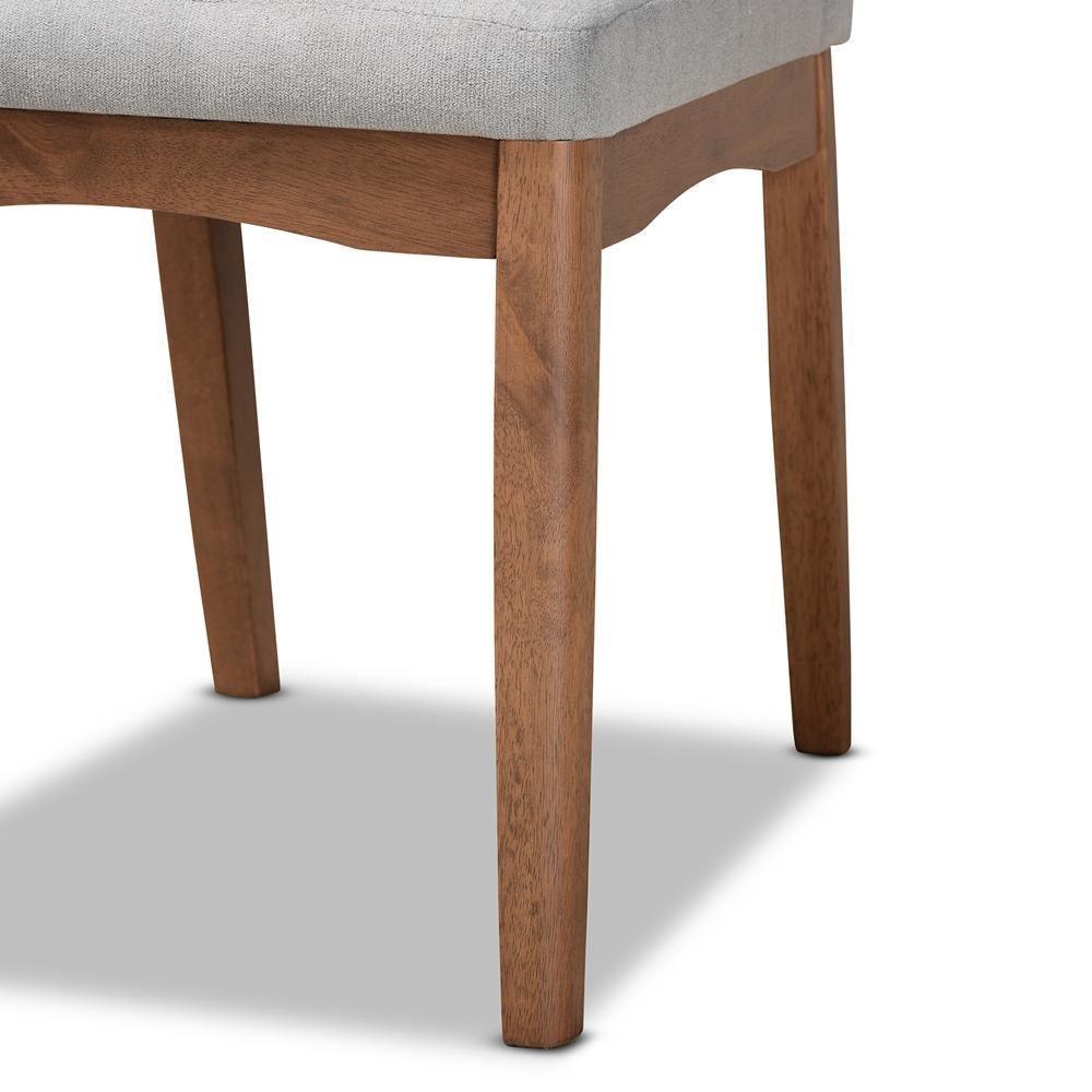 Tara Mid-Century Modern Transitional Light Grey Fabric Upholstered and Walnut Brown Finished Wood 2-Piece Dining Chair Set FredCo