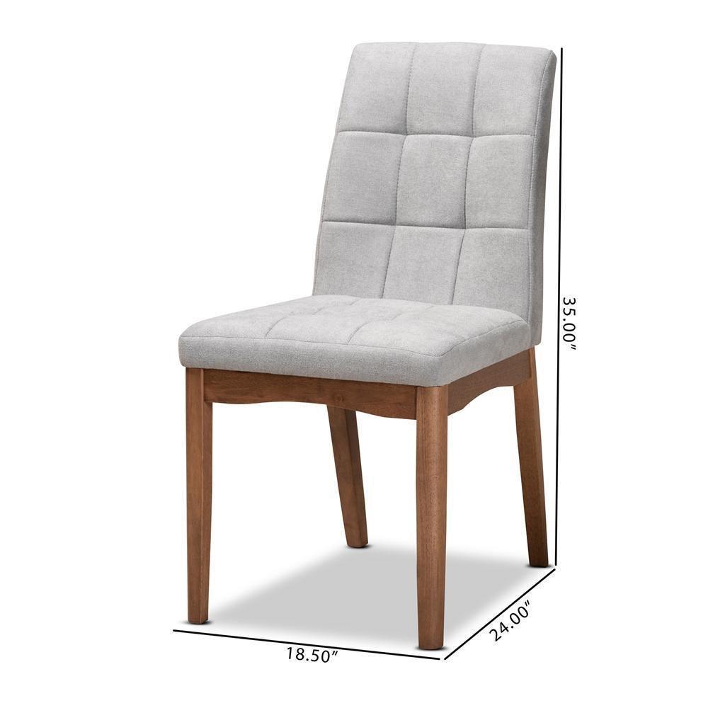 Tara Mid-Century Modern Transitional Light Grey Fabric Upholstered and Walnut Brown Finished Wood 2-Piece Dining Chair Set FredCo