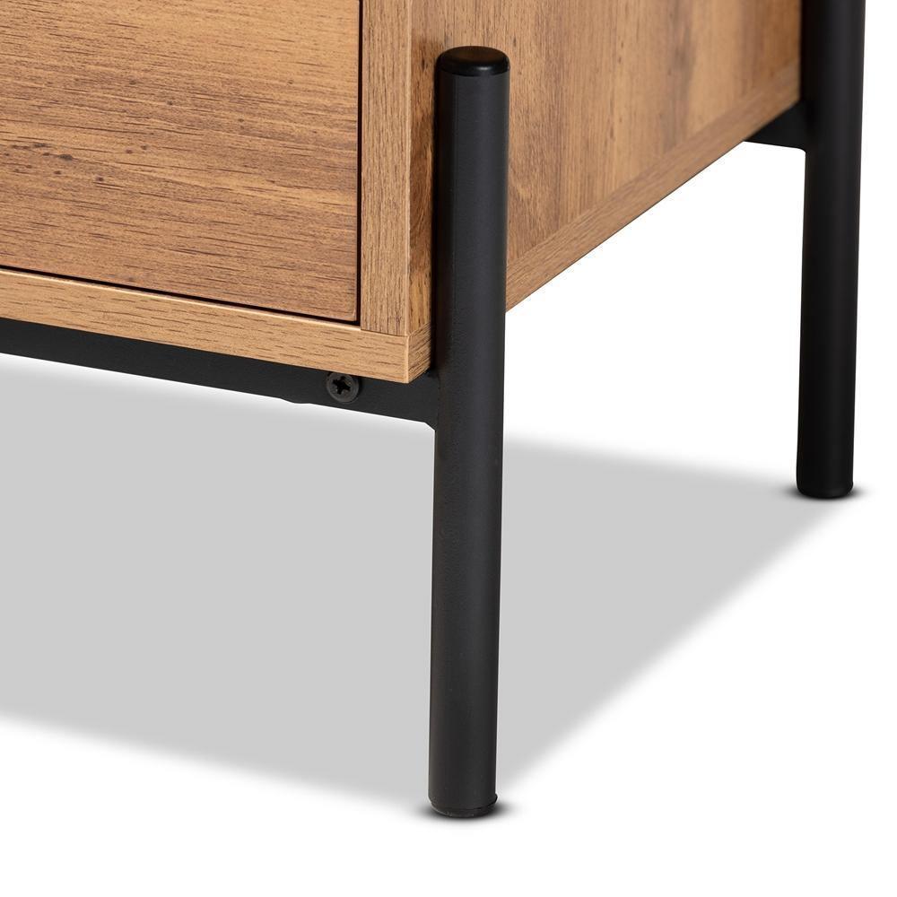 Tasman Modern and Contemporary Industrial Natural Brown Finished Wood and Black Metal End Table FredCo