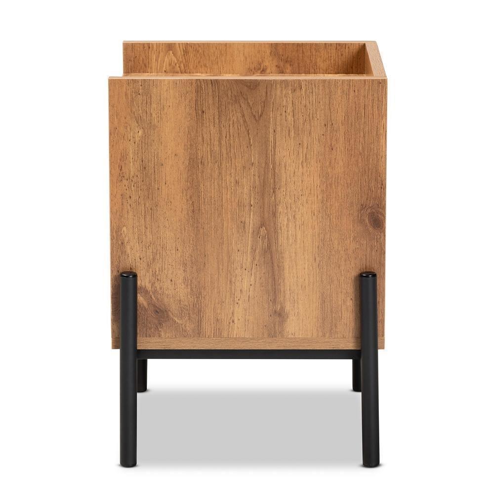 Tasman Modern and Contemporary Industrial Natural Brown Finished Wood and Black Metal End Table FredCo