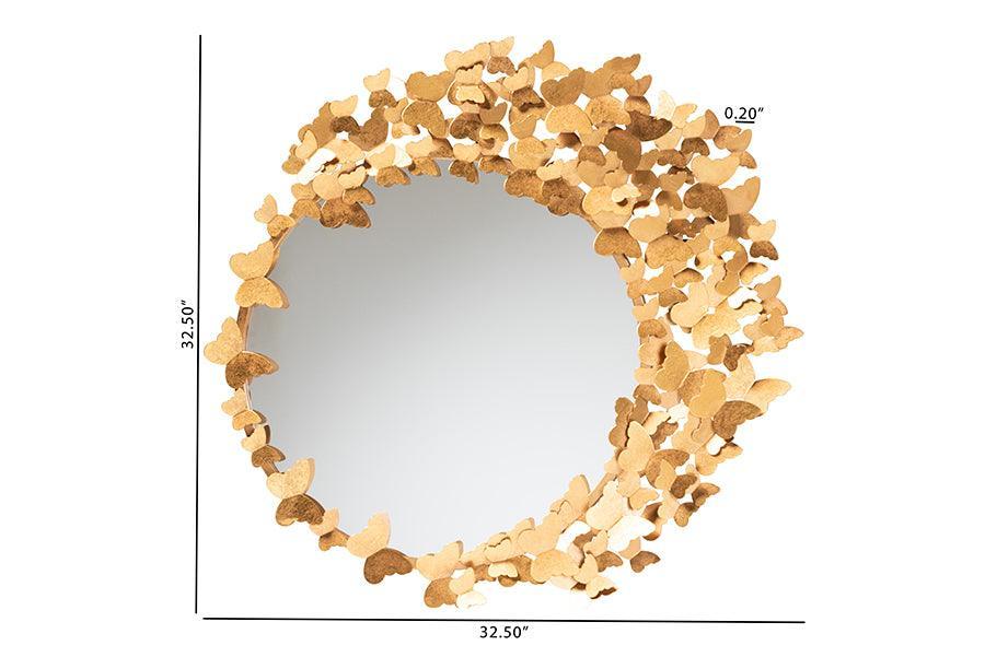 Tauriel Modern Glam and Luxe Antique Goldleaf Metal Butterfly Accent Wall Mirror FredCo