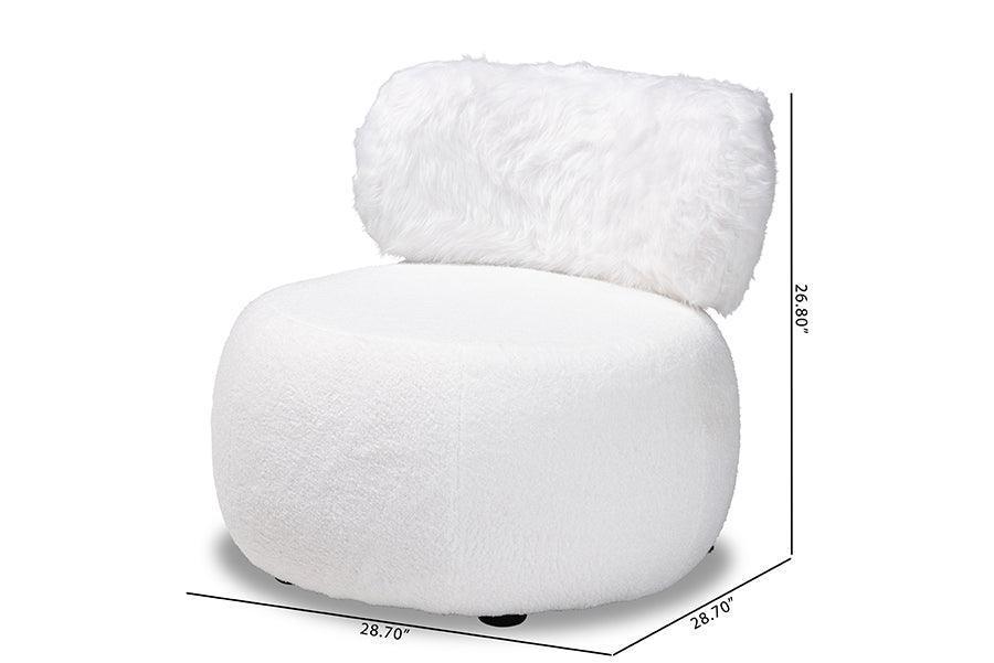 Tayla Modern and Contemporary White Fabric Upholstered and Black Metal Accent Chair FredCo
