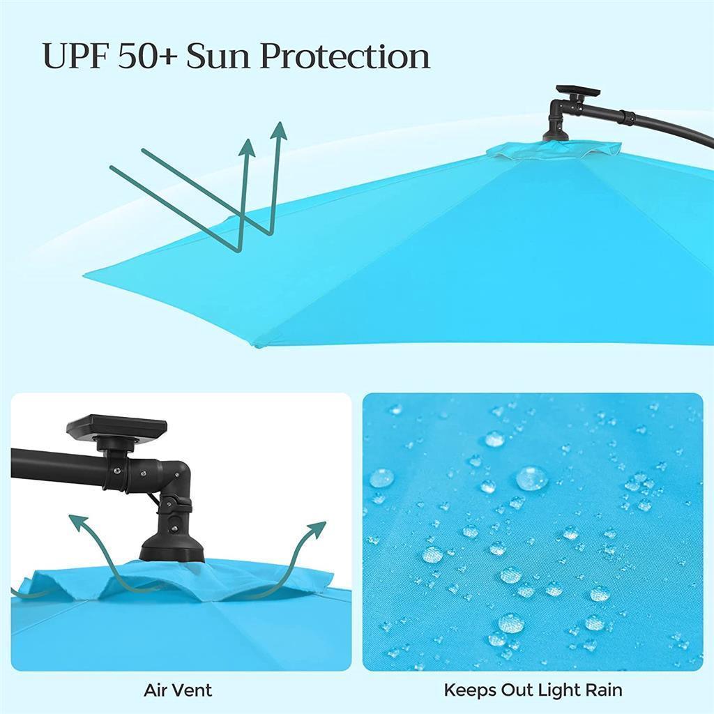 Teal Cantilever Patio Umbrella with LED FredCo