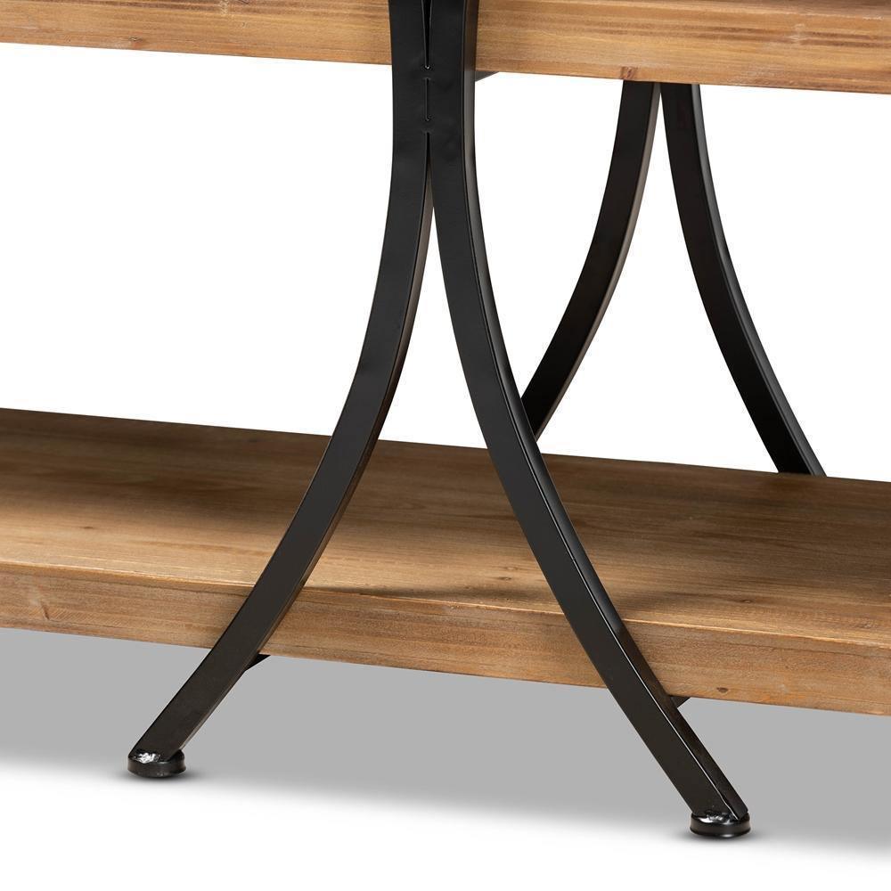 Terrell Modern Rustic and Industrial Natural Brown Finished Wood and Black Finished Metal Console Table FredCo