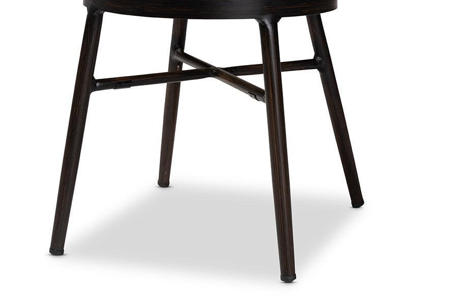 Thalia Mid-Century Modern Dark Brown Finished Metal and Synthetic Rattan 2-Piece Outdoor Dining Chair Set FredCo