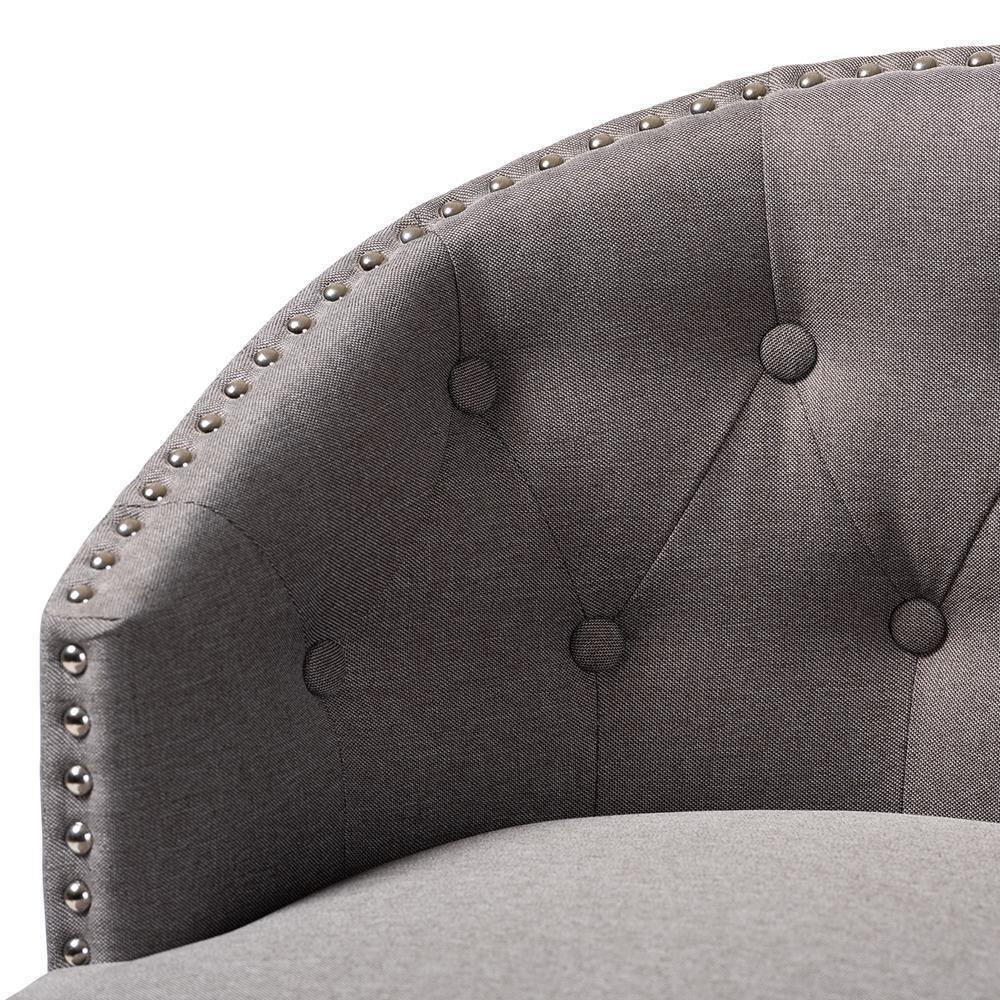 Theron Transitional Gray Fabric Upholstered Wood Swivel Bar Stool Set of 2 FredCo