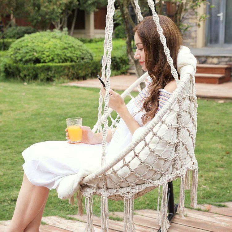 Thick Cushion Hanging Chair, White FredCo