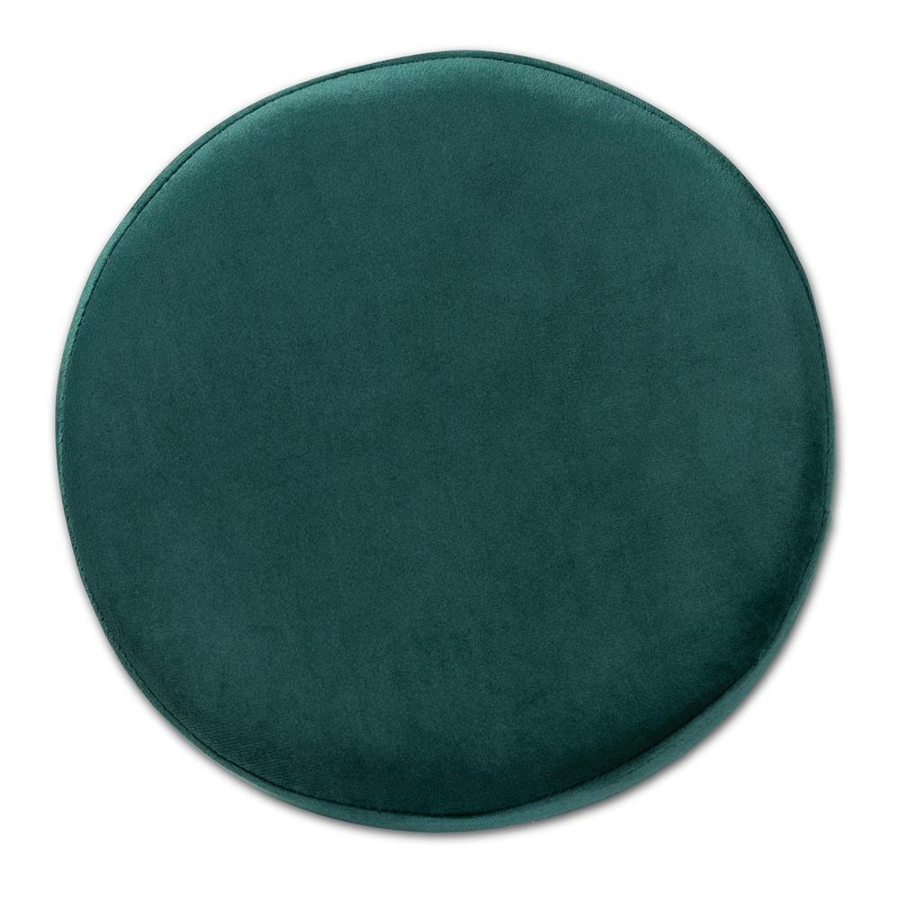 Thurman Contemporary Glam and Luxe Green Velvet Fabric Upholstered and Gold Finished Metal Ottoman FredCo