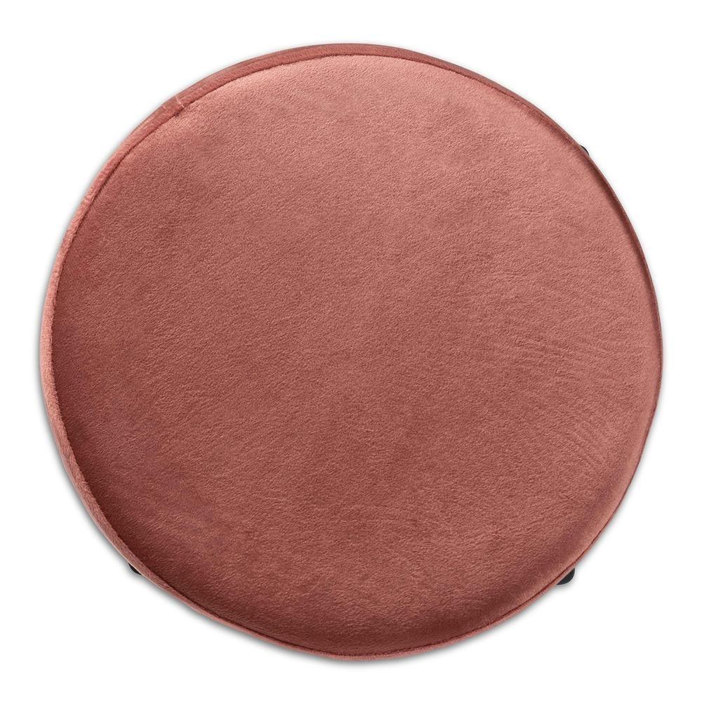 Thurman Contemporary Glam and Luxe Pink Velvet Fabric Upholstered and Gold Finished Metal Ottoman FredCo