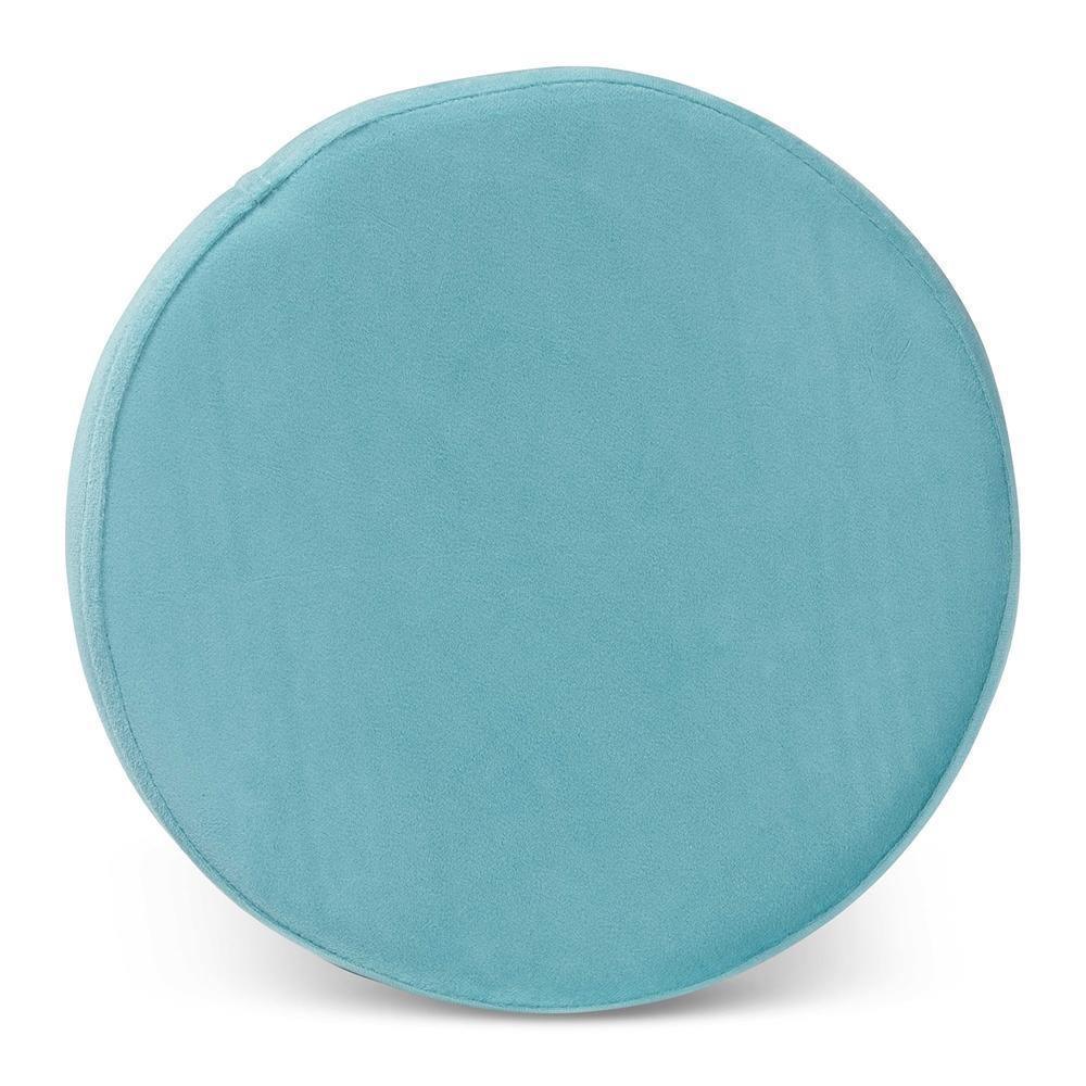 Thurman Contemporary Glam and Luxe Sky Blue Velvet Fabric Upholstered and Gold Finished Metal Ottoman FredCo