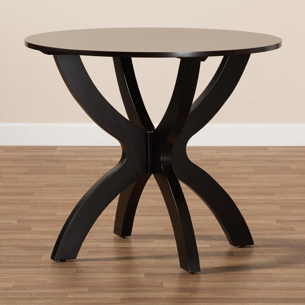 Tilde Modern and Contemporary Dark Brown Finished 35-Inch-Wide Round Wood Dining Table FredCo