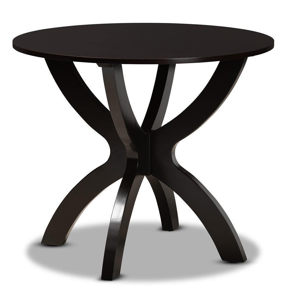 Tilde Modern and Contemporary Dark Brown Finished 35-Inch-Wide Round Wood Dining Table FredCo