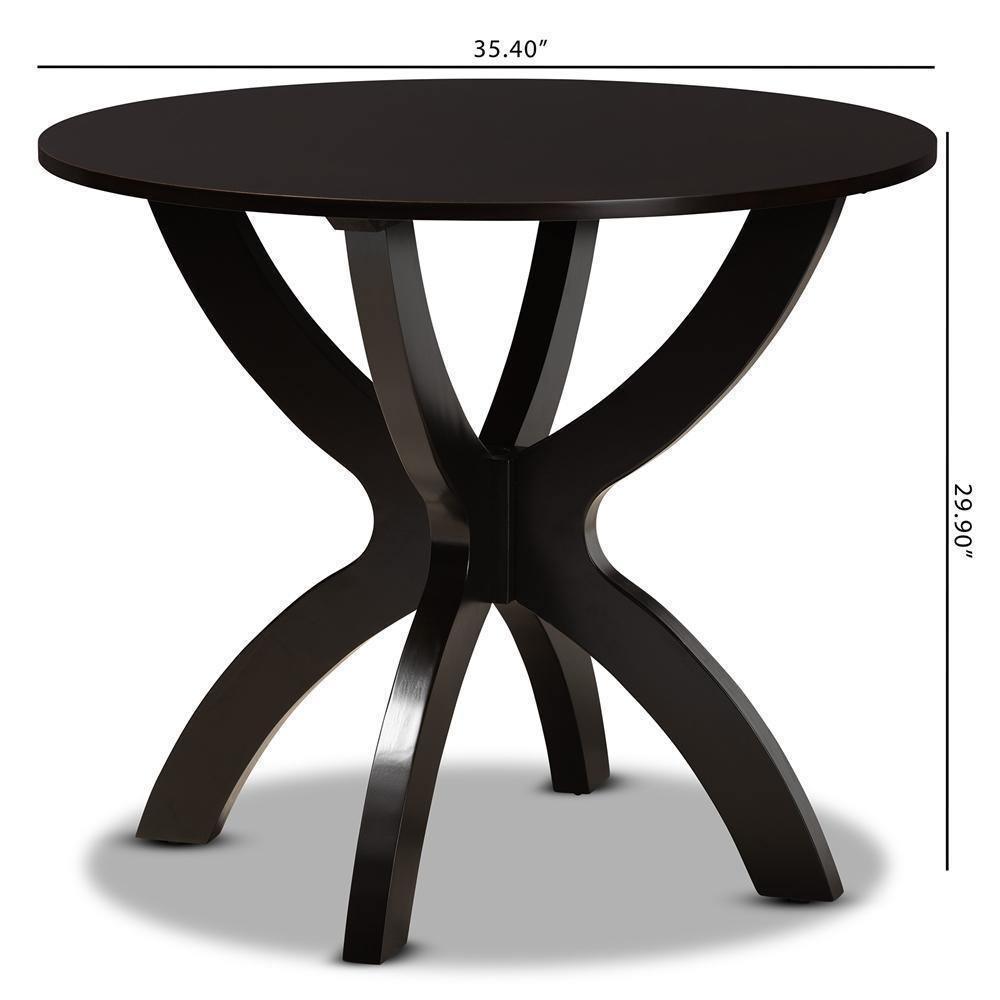 Tilde Modern and Contemporary Dark Brown Finished 35-Inch-Wide Round Wood Dining Table FredCo
