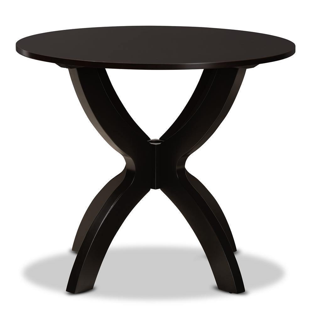 Tilde Modern and Contemporary Dark Brown Finished 35-Inch-Wide Round Wood Dining Table FredCo