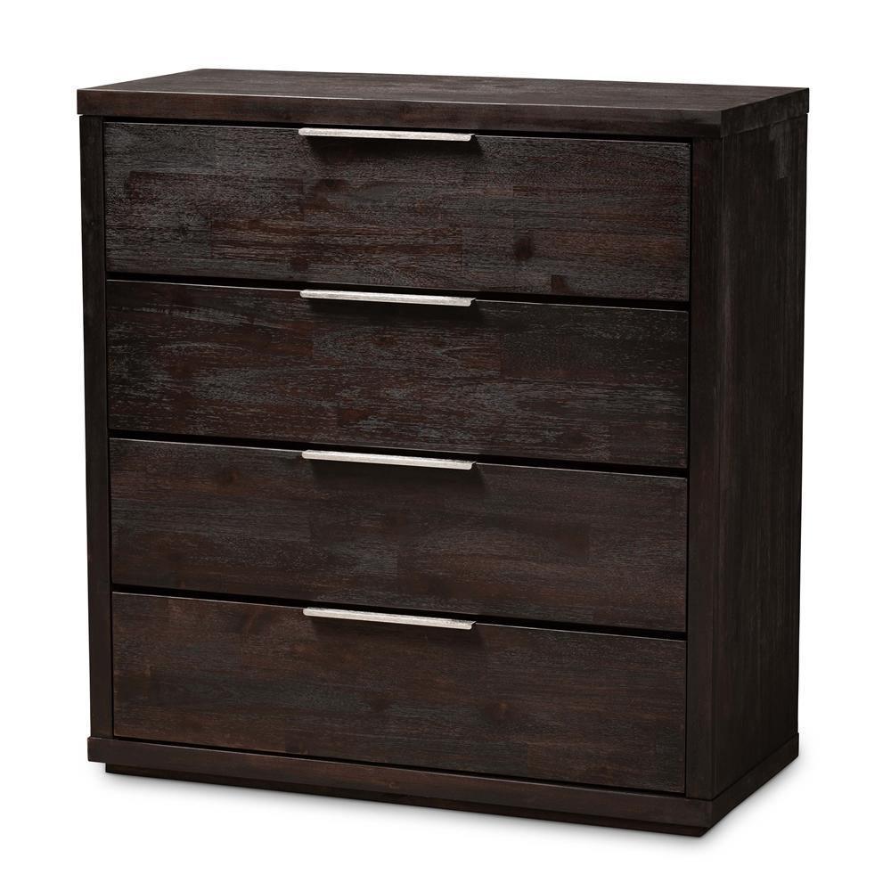 Titus Modern and Contemporary Dark Brown Finished Wood 4-Drawer Chest FredCo