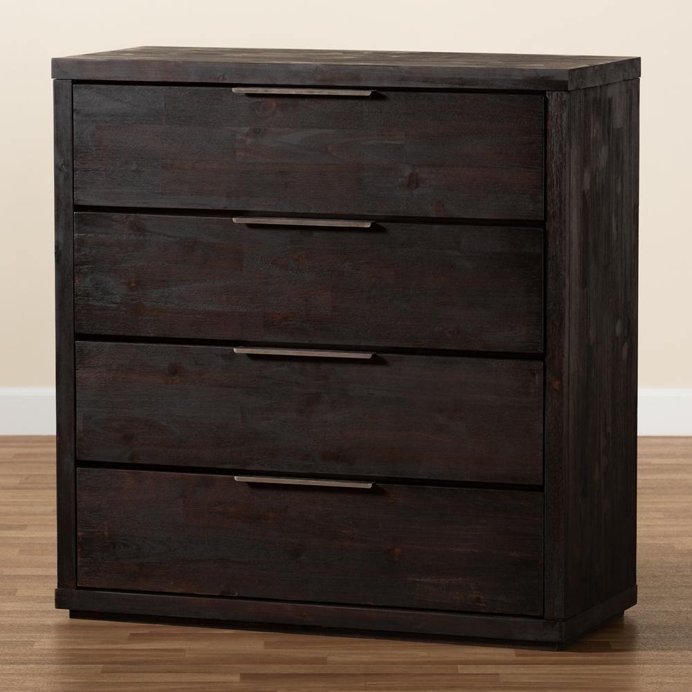 Titus Modern and Contemporary Dark Brown Finished Wood 4-Drawer Chest FredCo