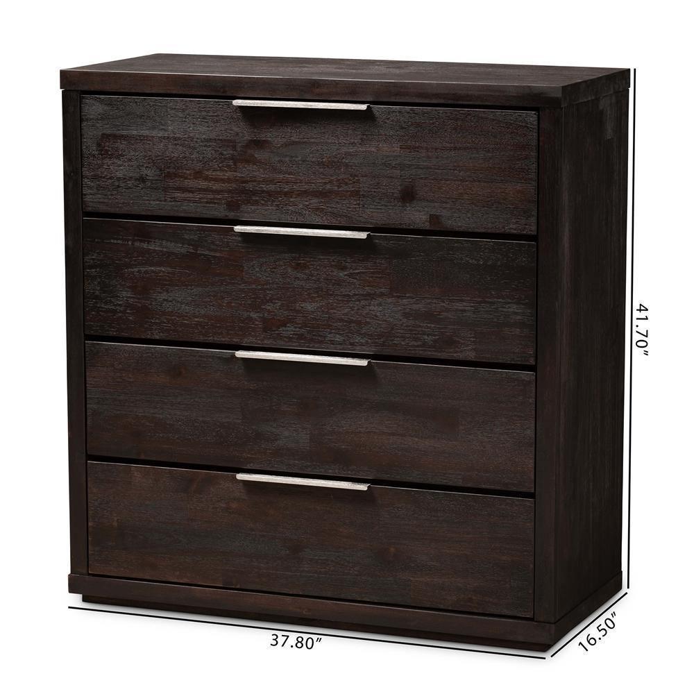 Titus Modern and Contemporary Dark Brown Finished Wood 4-Drawer Chest FredCo