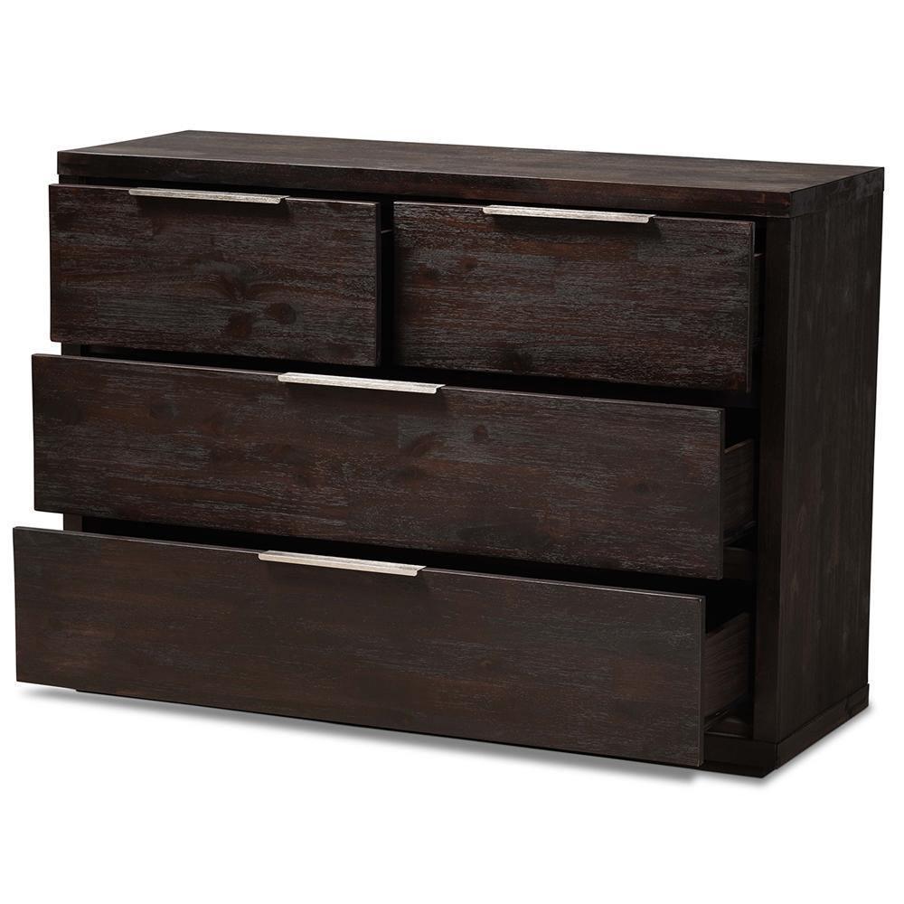 Titus Modern and Contemporary Dark Brown Finished Wood 4-Drawer Dresser FredCo
