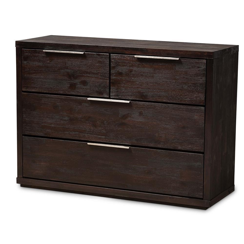 Titus Modern and Contemporary Dark Brown Finished Wood 4-Drawer Dresser FredCo