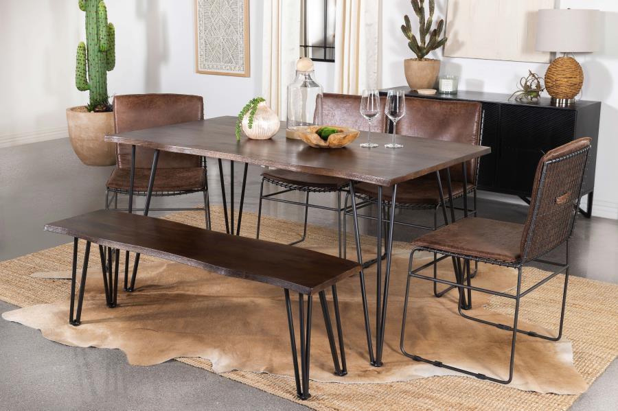 Topeka 6-piece Dining Set Mango Cocoa and Gunmetal 193851-S6 Coaster FredCo