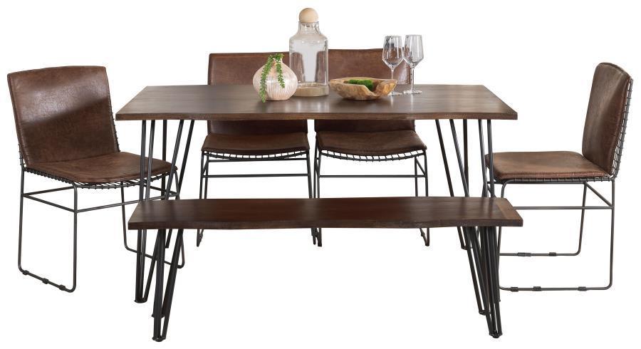 Topeka 6-piece Dining Set Mango Cocoa and Gunmetal 193851-S6 Coaster FredCo