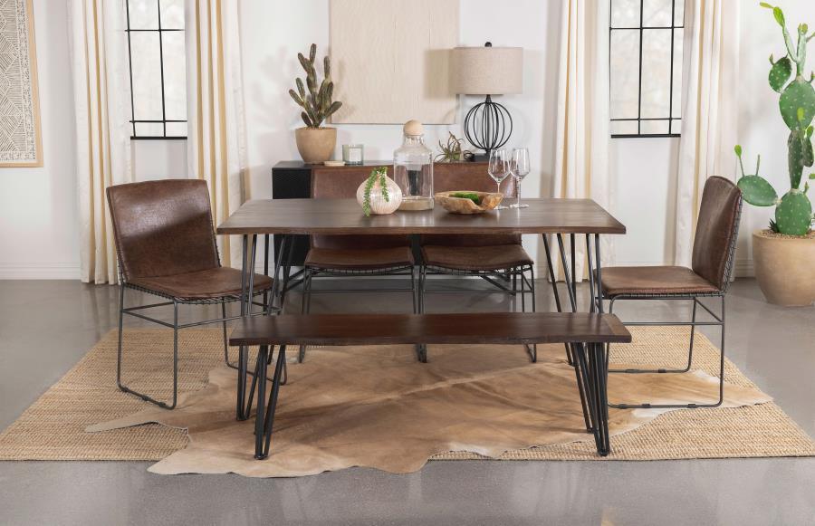 Topeka 6-piece Dining Set Mango Cocoa and Gunmetal 193851-S6 Coaster FredCo