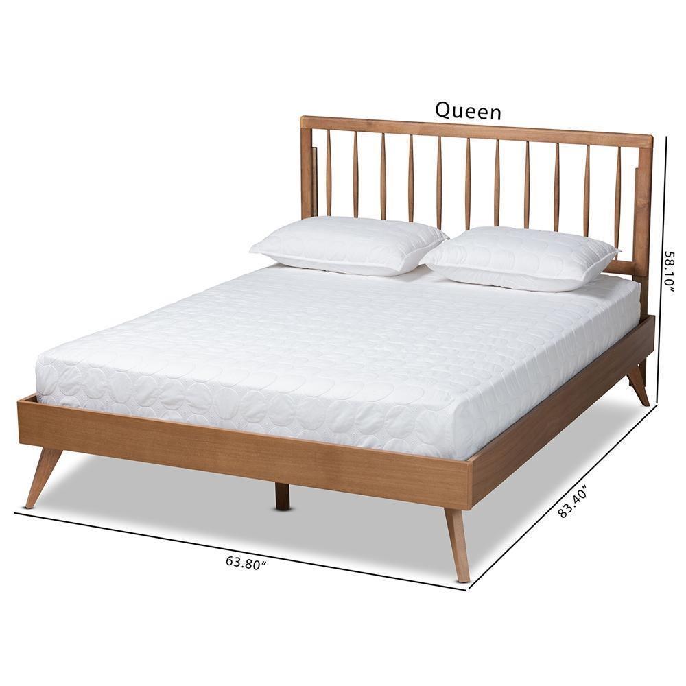 Toru Mid-Century Modern Ash Walnut Finished Wood Full Size Platform Bed FredCo