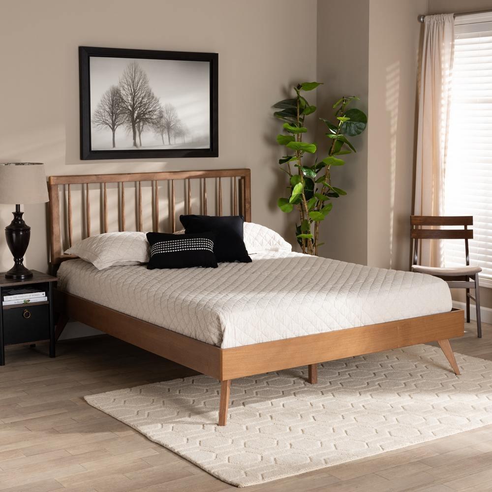 Toru Mid-Century Modern Ash Walnut Finished Wood Full Size Platform Bed FredCo
