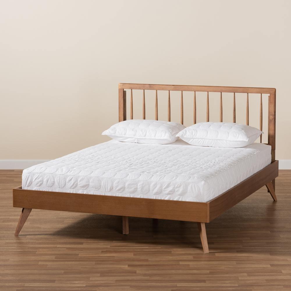 Toru Mid-Century Modern Ash Walnut Finished Wood King Size Platform Bed FredCo