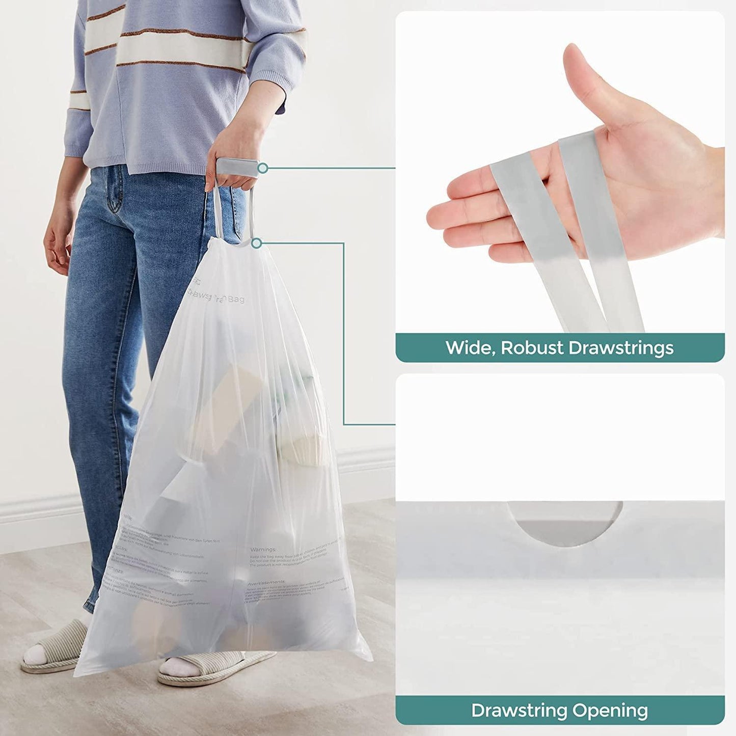 Trash Bag with Drawstring 8 Gallon FredCo