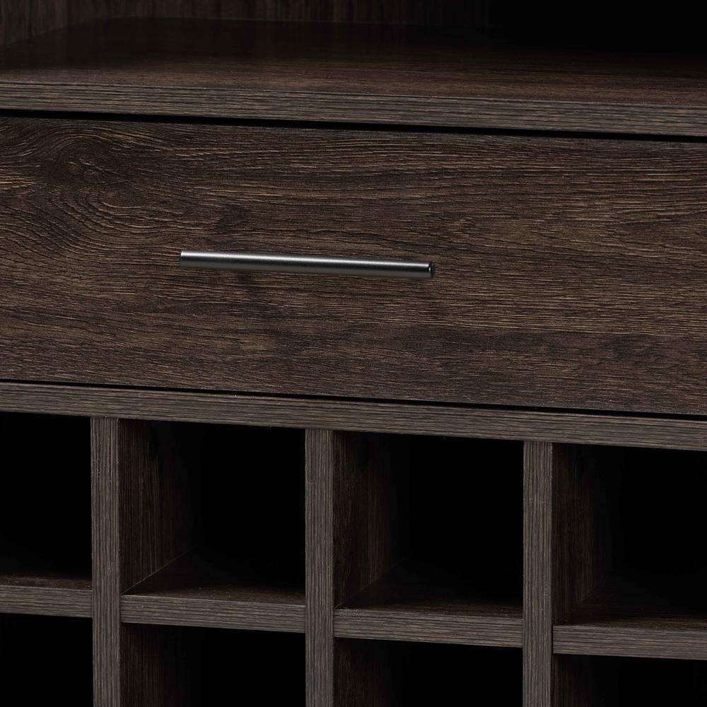 Trenton Modern and Contemporary Dark Brown Finished Wood 1-Drawer Wine Storage Cabinet FredCo