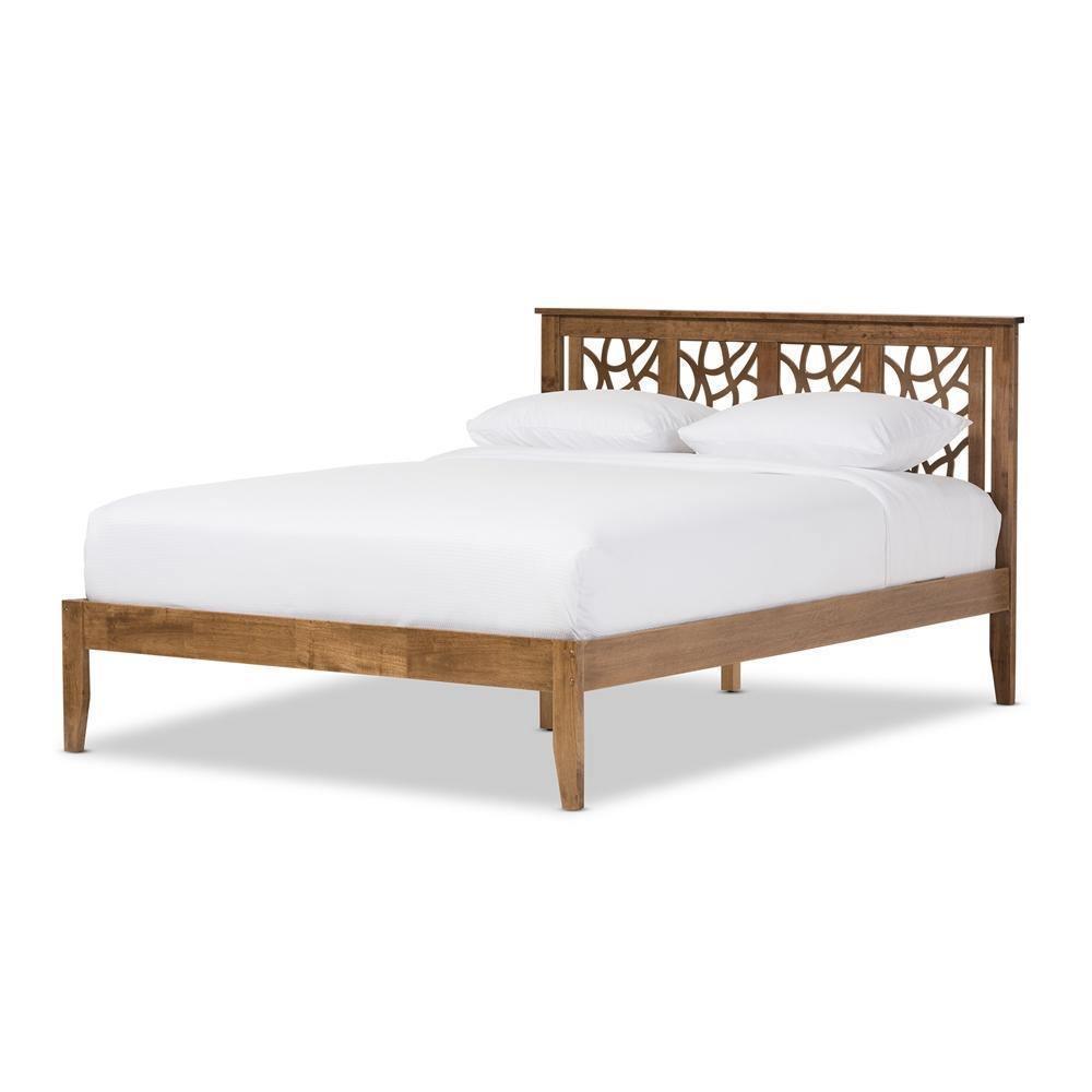 Trina Contemporary Tree Branch Inspired Polyresin and Walnut Wood King Size Platform Bed FredCo