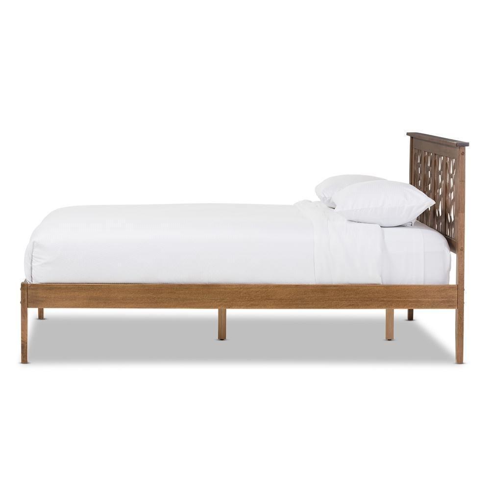 Trina Contemporary Tree Branch Inspired Polyresin and Walnut Wood King Size Platform Bed FredCo