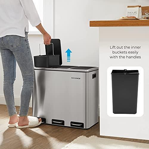 Triple Trash Can Silver FredCo