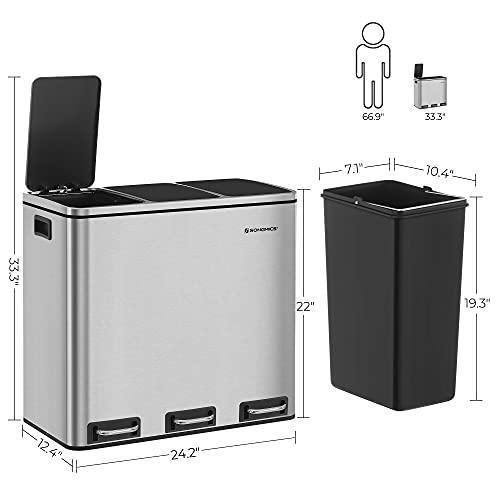 Triple Trash Can Silver FredCo